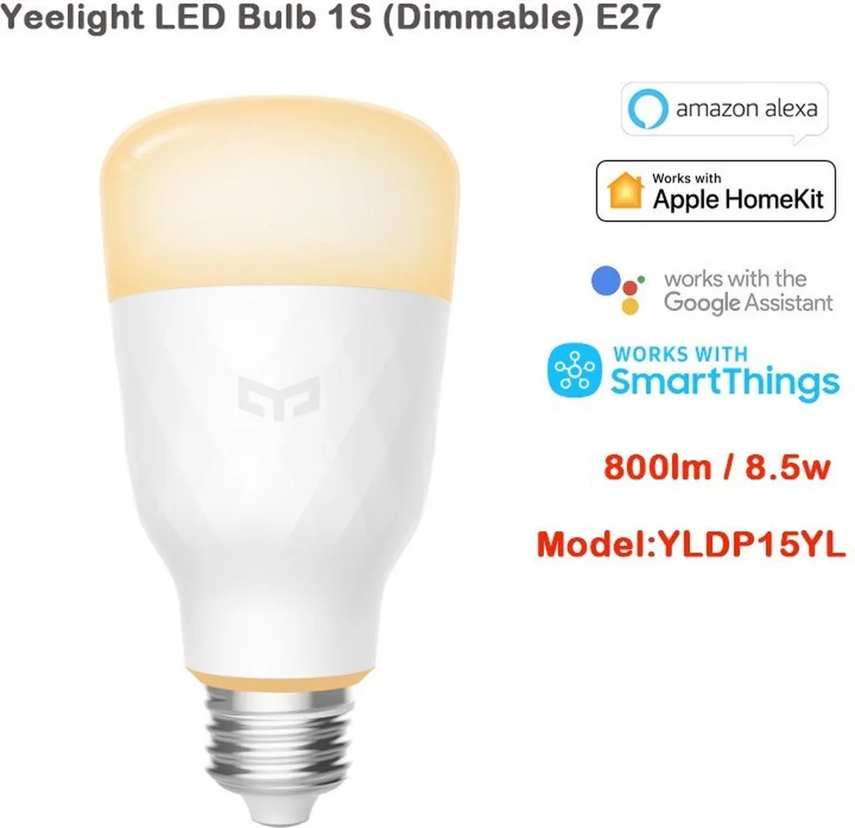 Xiaomi Yeelight Smart LED Bulb 1S - Mat - 8.5W