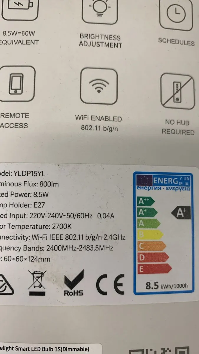 Xiaomi Yeelight Smart LED Bulb 1S - Mat - 8.5W