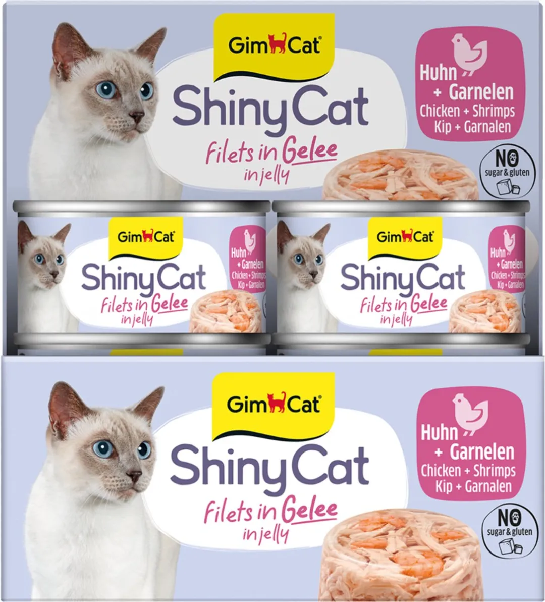 GimCat ShinyCat Filets Kip + Garnalen 24x70g