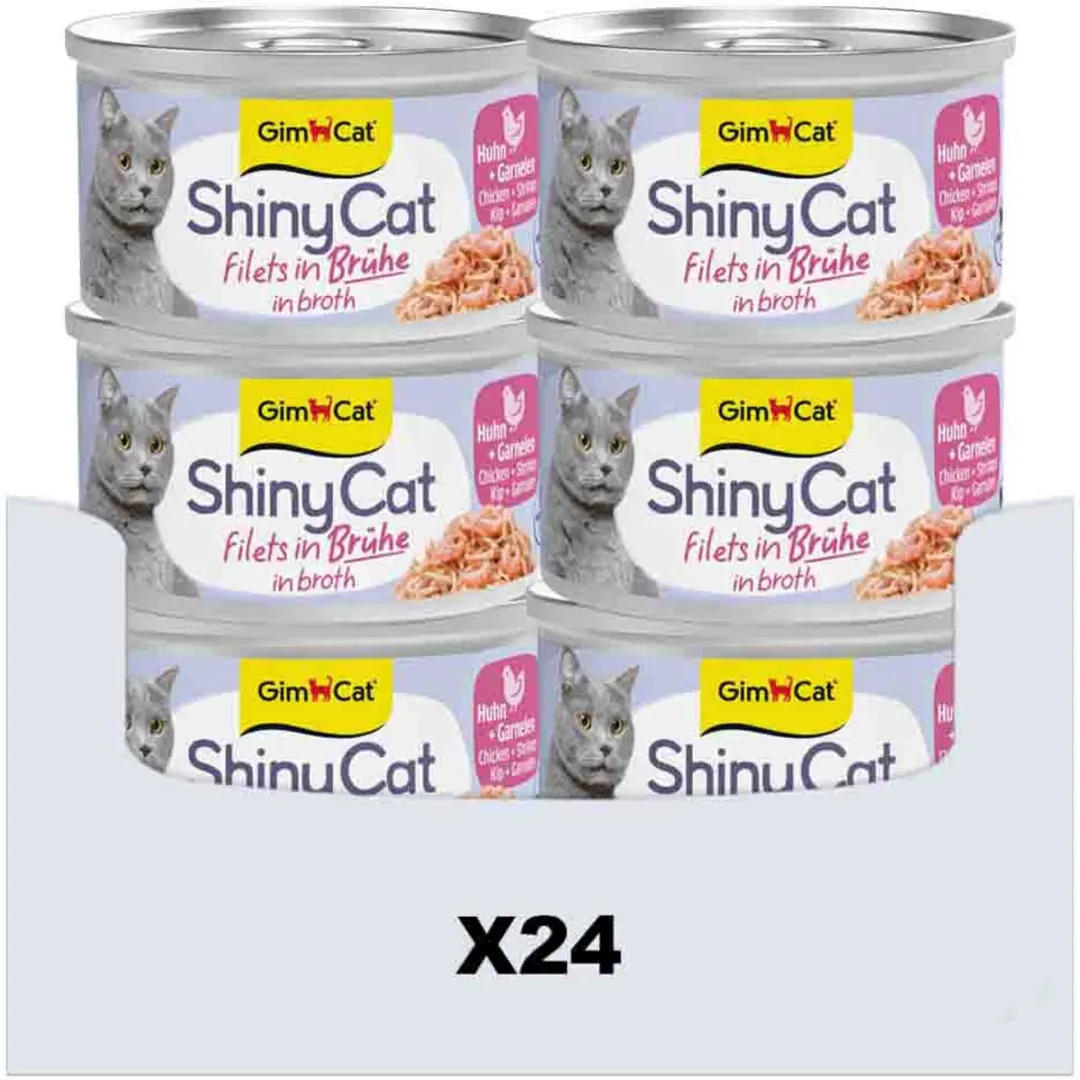 GimCat ShinyCat Filets Kip + Garnalen 24x70g