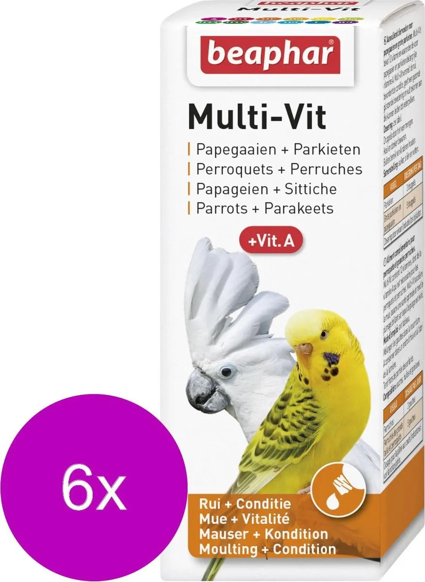 Beaphar Multi-Vitamine Papegaaien 6x50ml