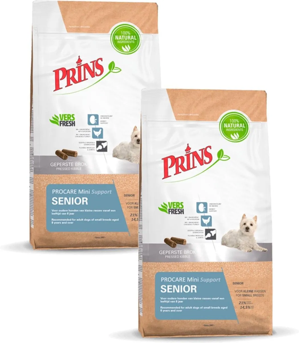 Prins Procare Senior Mini Hondenvoer - 2x3kg Gevogelte