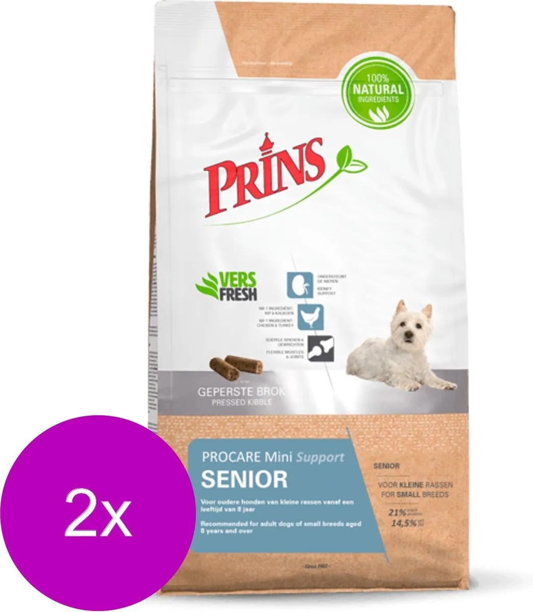 Prins Procare Senior Mini Hondenvoer - 2x3kg Gevogelte