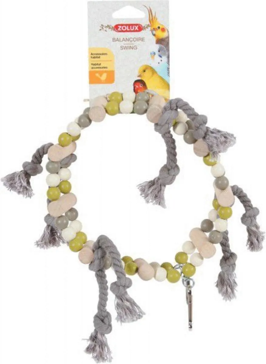 Zolux Houten Speelgoedwiel met Kralen - 18x6x22cm - Grijs/Beige/Blauw