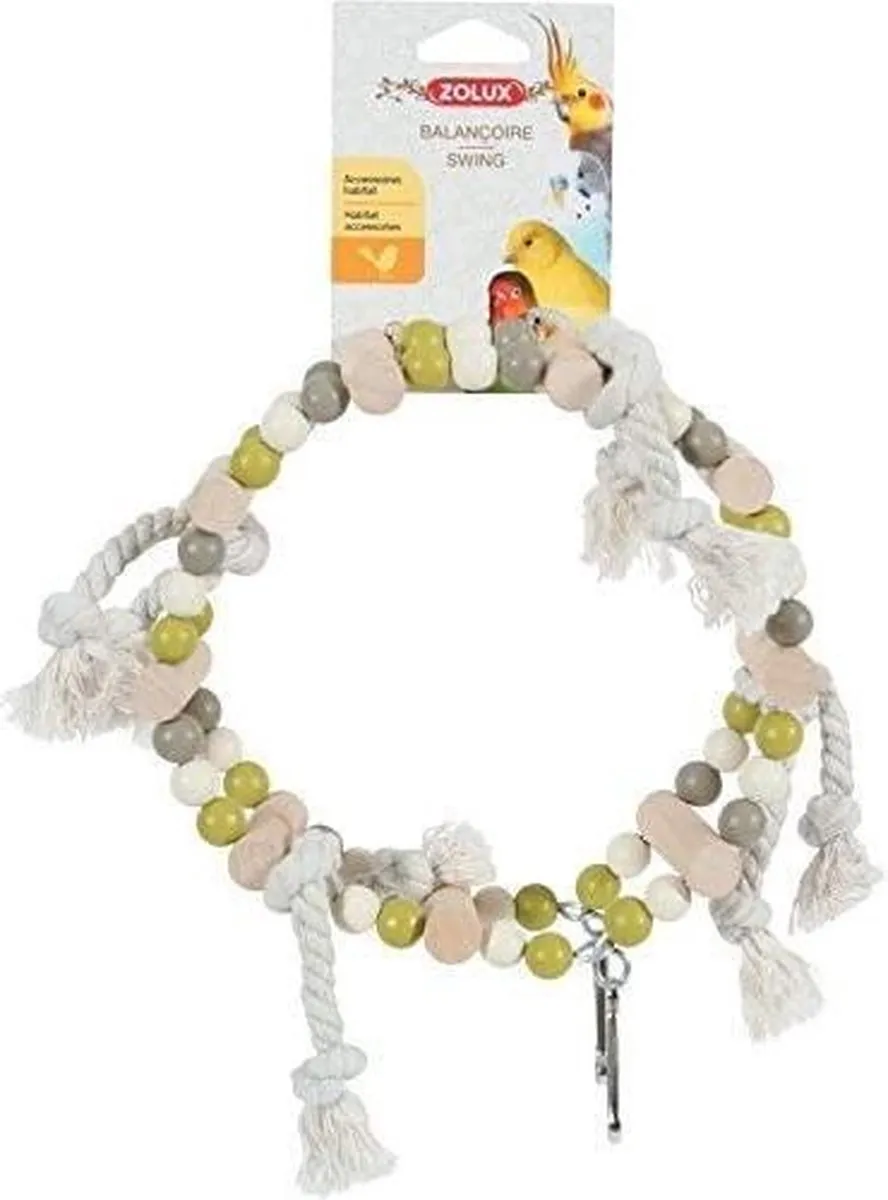 Zolux Houten Speelgoedwiel met Kralen - 18x6x22cm - Grijs/Beige/Blauw
