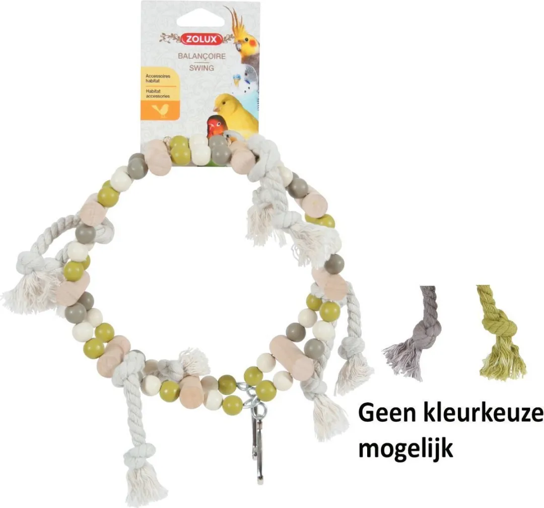 Zolux Houten Speelgoedwiel met Kralen - 18x6x22cm - Grijs/Beige/Blauw