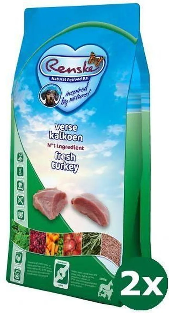 Renske Super Premium Senior Kalkoenvlees Graanvrij Hondenvoer 2x2kg