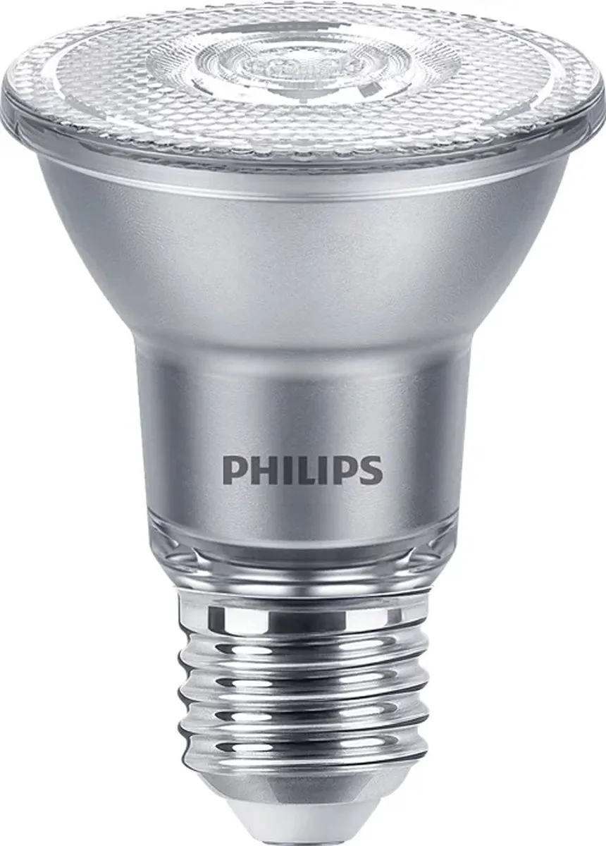 Philips Master Value LED Lamp Reflector E27 PAR20 6W 540lm 25D - 940 Koel Wit | Beste Kleurweergave - Dimbaar - Vervangt 50W