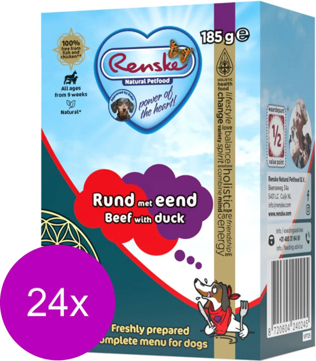 Renske Vers Tetrapack Hondenvoer Rund&Eend - 24 Stuks