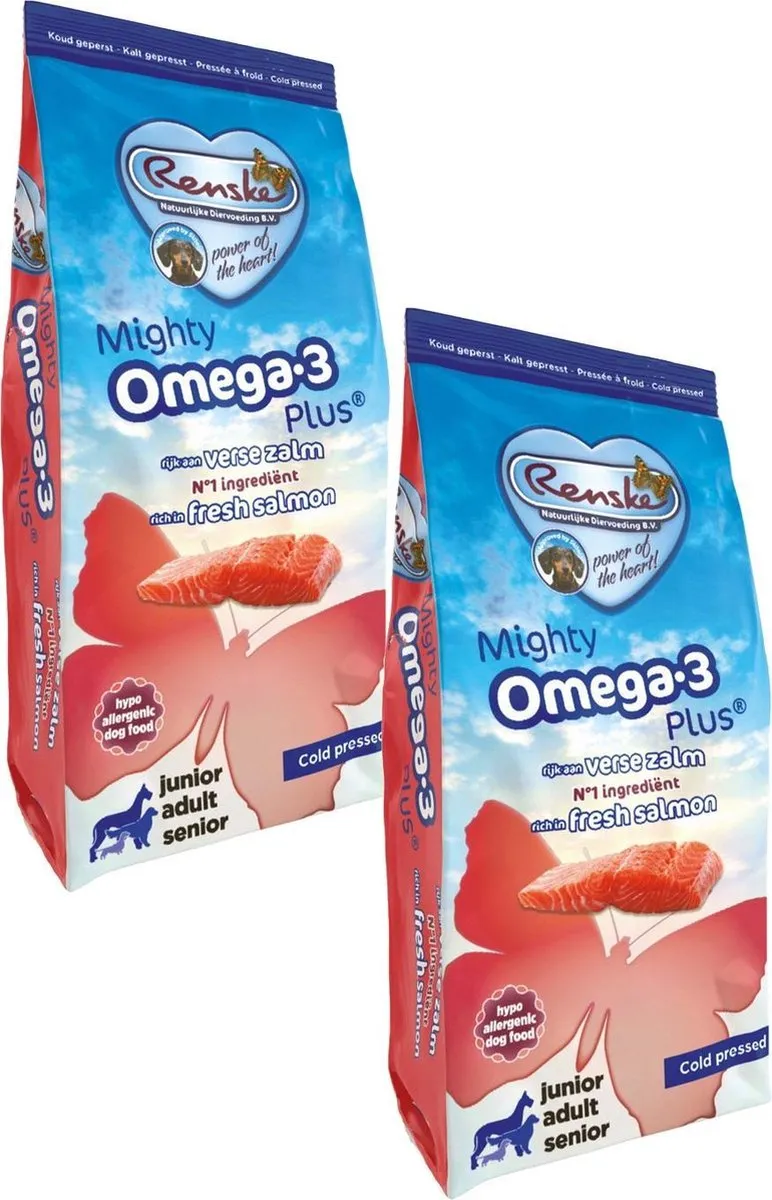 Renske Mighty Omega Plus Adult Geperst Zalm Hondenvoer