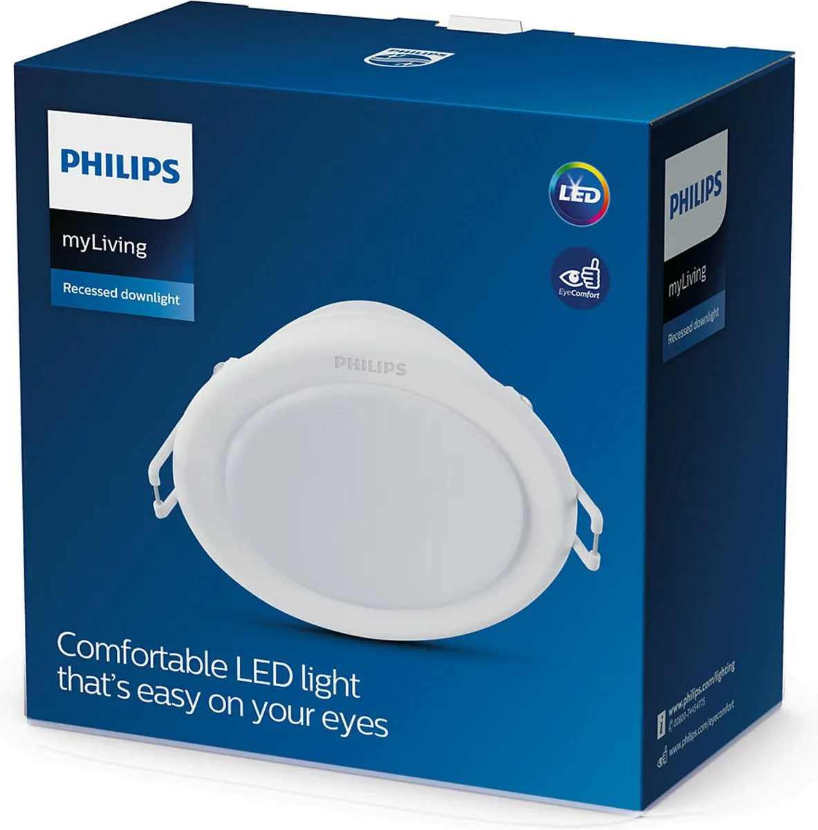 Philips LED Downlight 5.5W 3000K Ø9.5cm - Wit