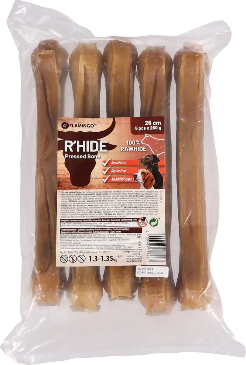 Flamingo R'hide Snack Honden Been 26cm - 5 Stuks