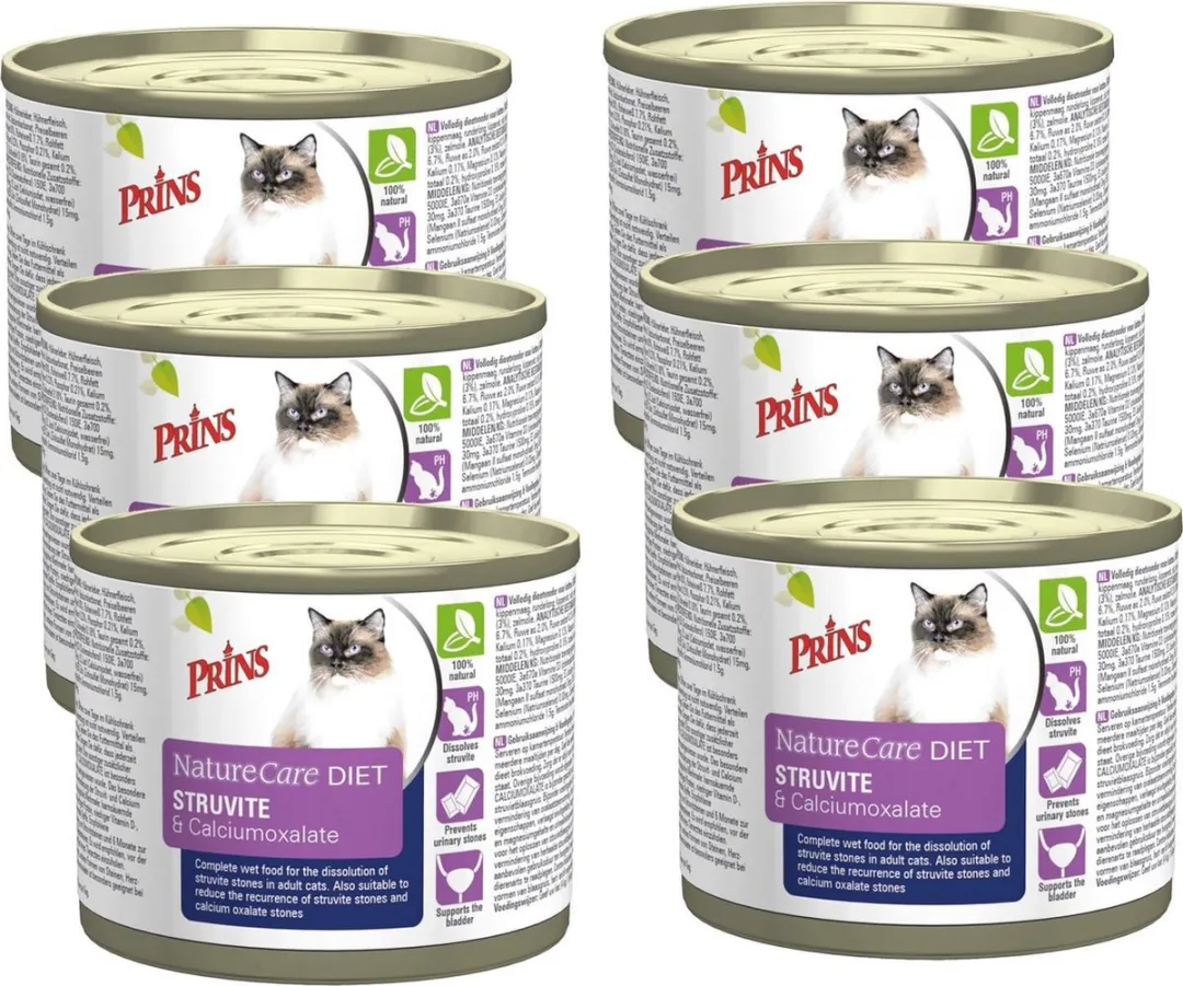 Prins NatureCare Struvite&Calciumoxalaat Kattenvoer 6x0,2kg
