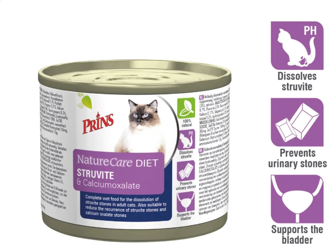Prins NatureCare Struvite&Calciumoxalaat Kattenvoer 6x0,2kg
