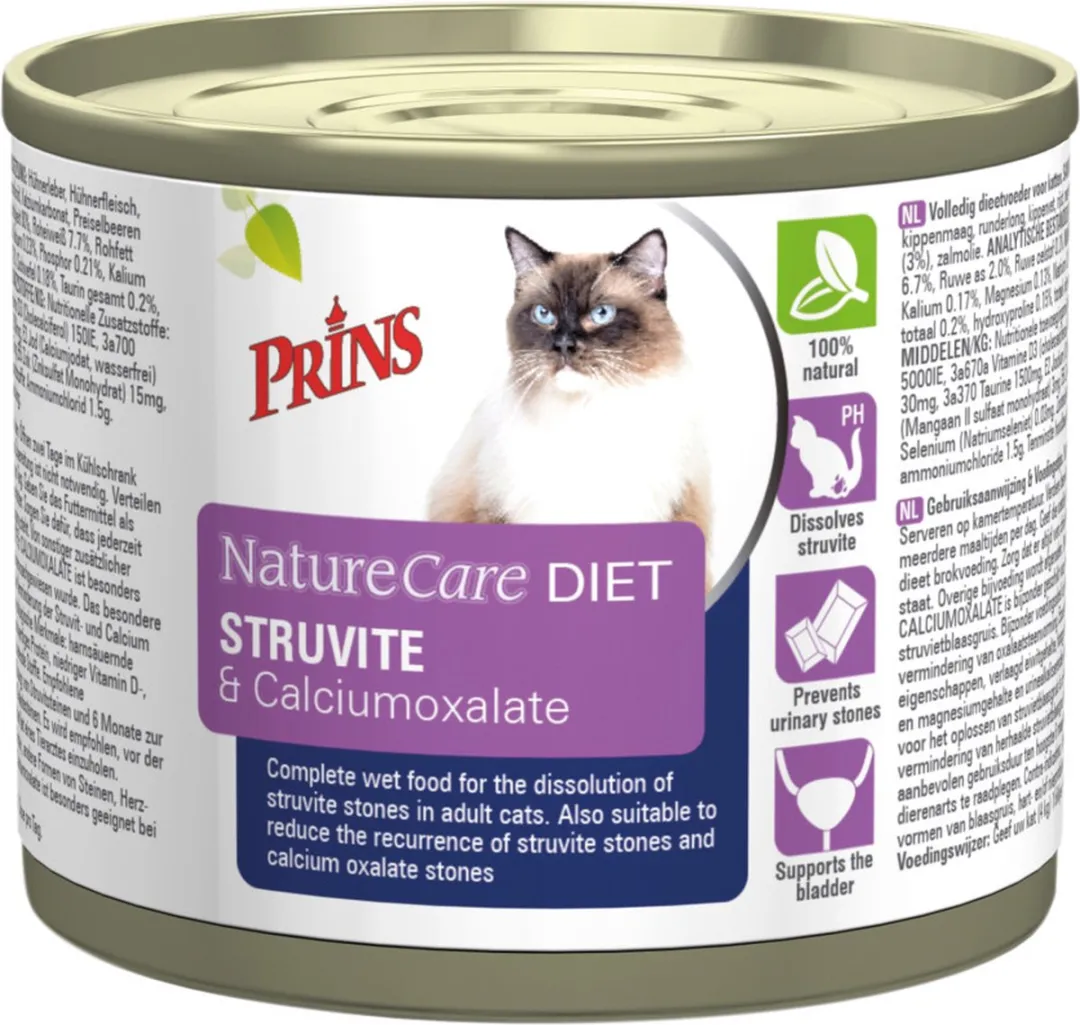 Prins NatureCare Struvite&Calciumoxalaat Kattenvoer 6x0,2kg