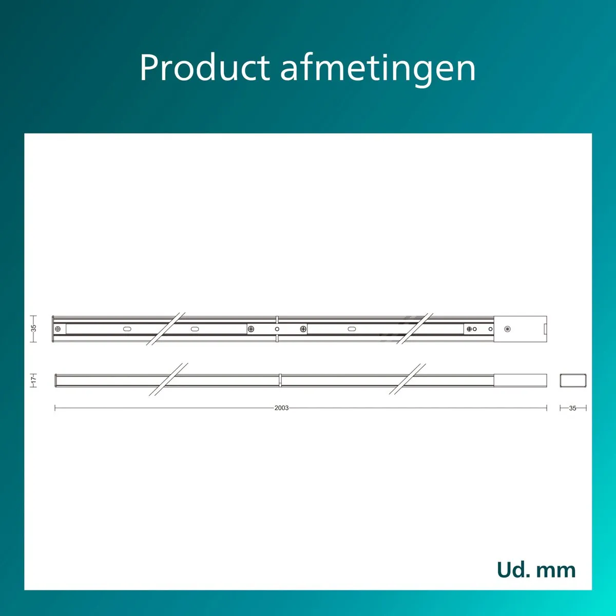 Philips EasyLink - 2 Meter rail met stroomaansluiting - Wit - Railverlichting