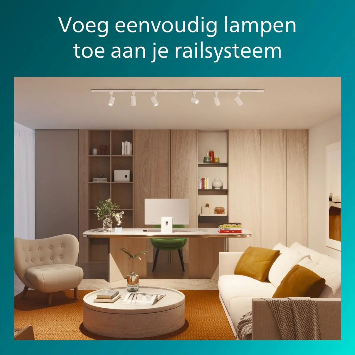 Philips EasyLink - 2 Meter rail met stroomaansluiting - Wit - Railverlichting