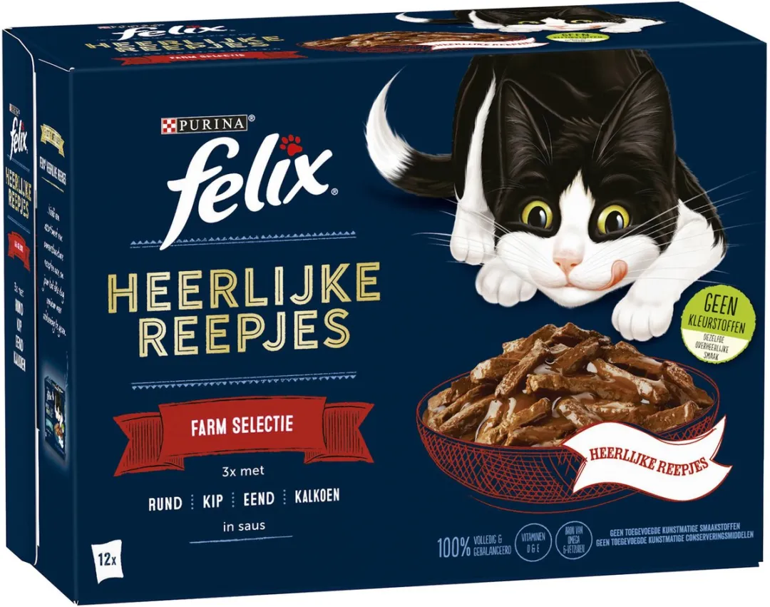 Felix Heerlijke Reepjes Selectie Farm 12x80g