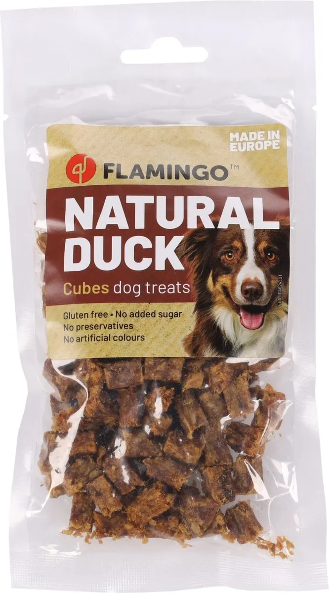 Flamingo Nature Snack Honden Eend Blokjes 80g
