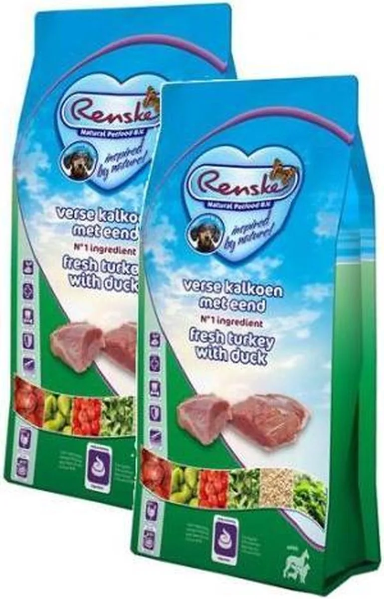 Renske Super Premium Hondenvoer Kalkoen/Eend 24kg (2x12kg)