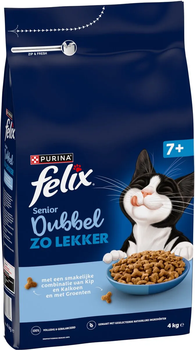 Felix Dubbel Zo Lekker Senior Kip & Kalkoen - 16kg