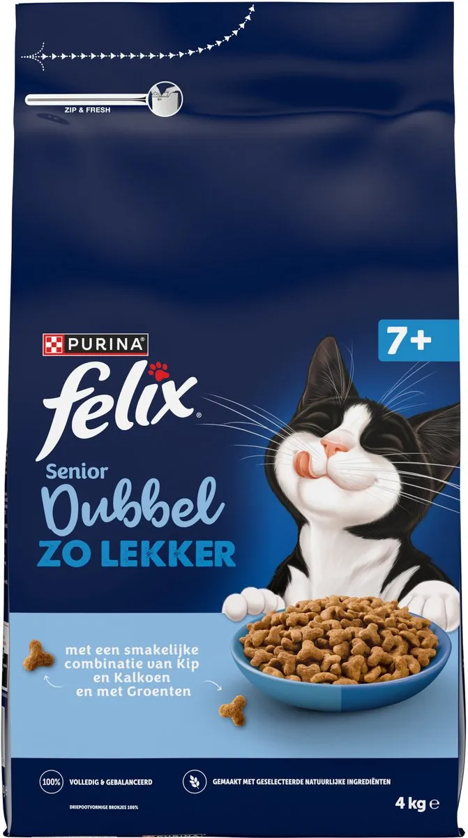 Felix Dubbel Zo Lekker Senior Kip & Kalkoen - 16kg