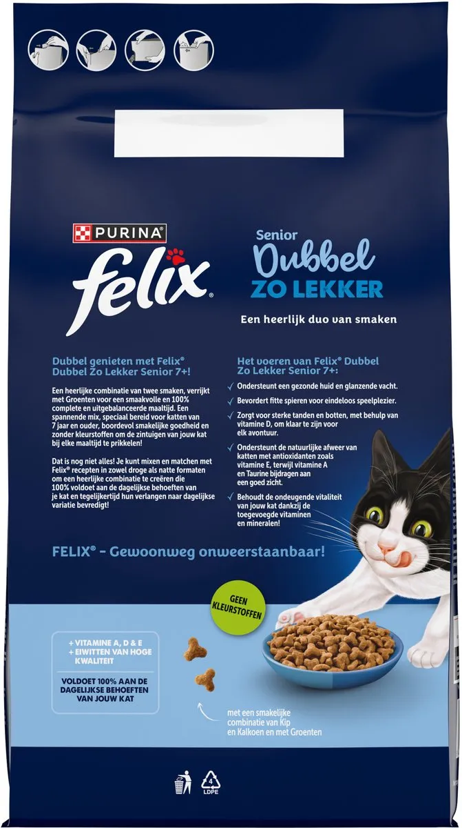 Felix Dubbel Zo Lekker Senior Kip & Kalkoen - 16kg