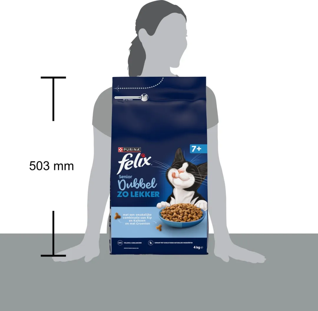 Felix Dubbel Zo Lekker Senior Kip & Kalkoen - 16kg