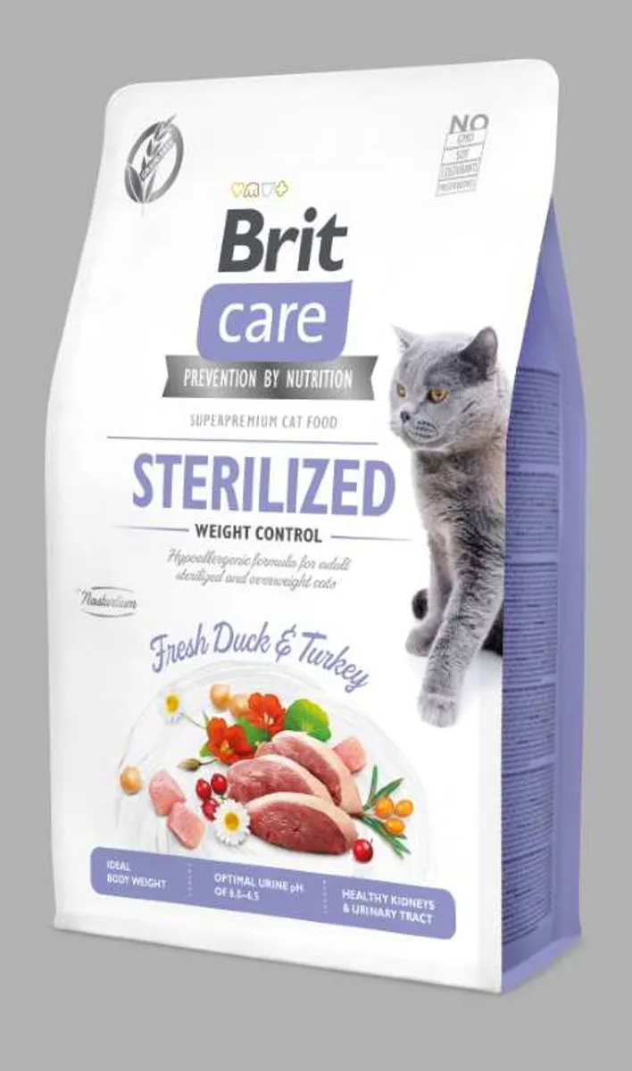 Brit Care Sterilized Weight Control Eend&Kalkoen - Kattenvoer - 2 kg