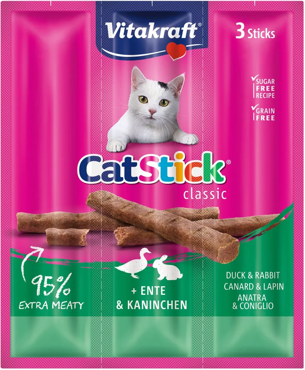Vitakraft Catstick Mini - Eend & Konijn - 3 Sticks