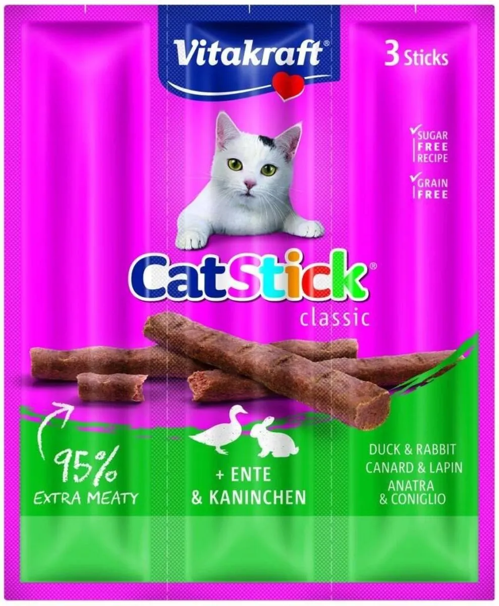 Vitakraft Catstick Mini - Eend & Konijn - 3 Sticks