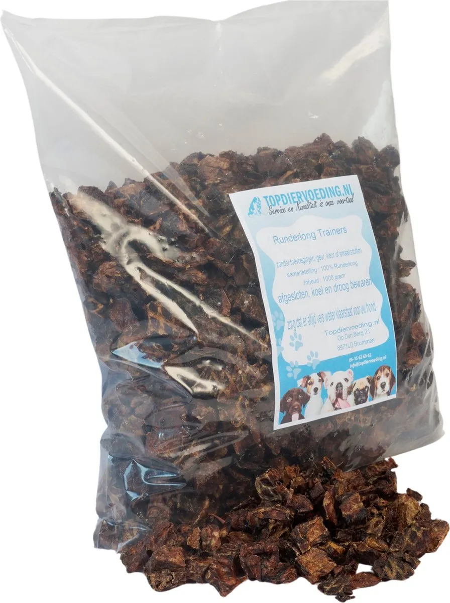 Topdiervoeding Runderlong Blokjes Hondensnacks 1KG