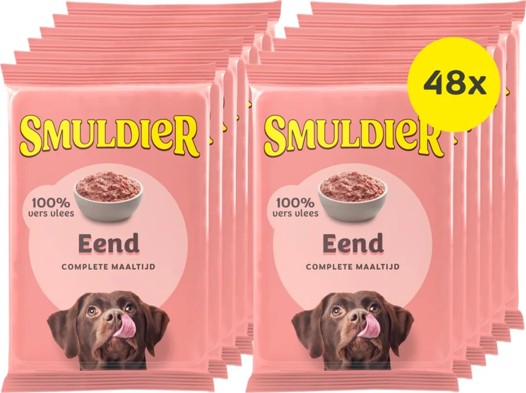 Smuldier Eend Diepvries Hondenvoer 400g - 48 Stuks
