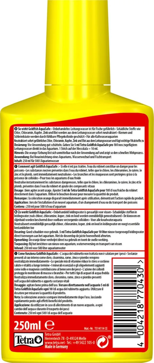 Tetra Aquasafe Goudvis Waterconditioner 250ml