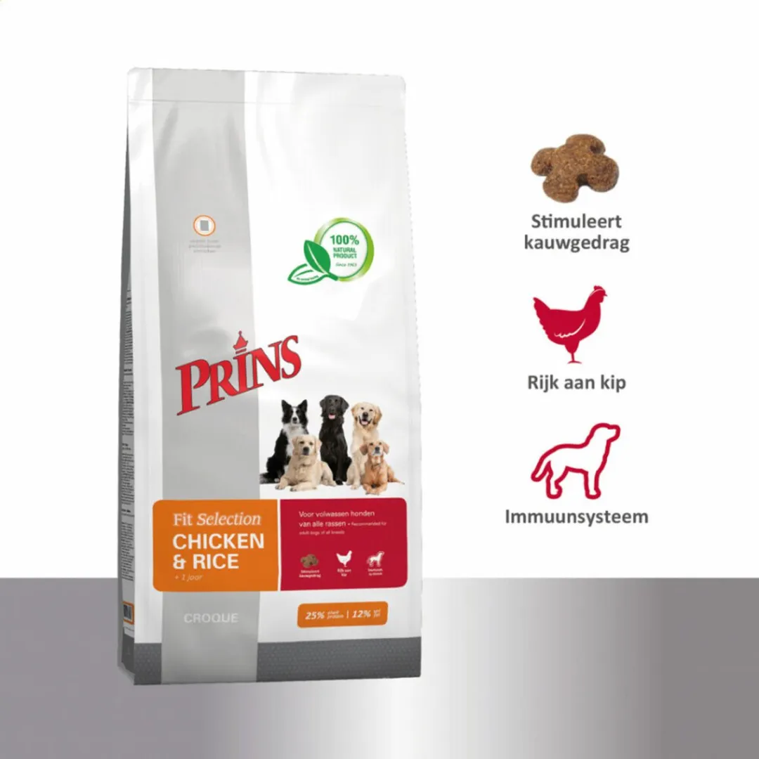 Prins Fit Selection Hondenvoer Kibbel 14kg - Kip & Rijst
