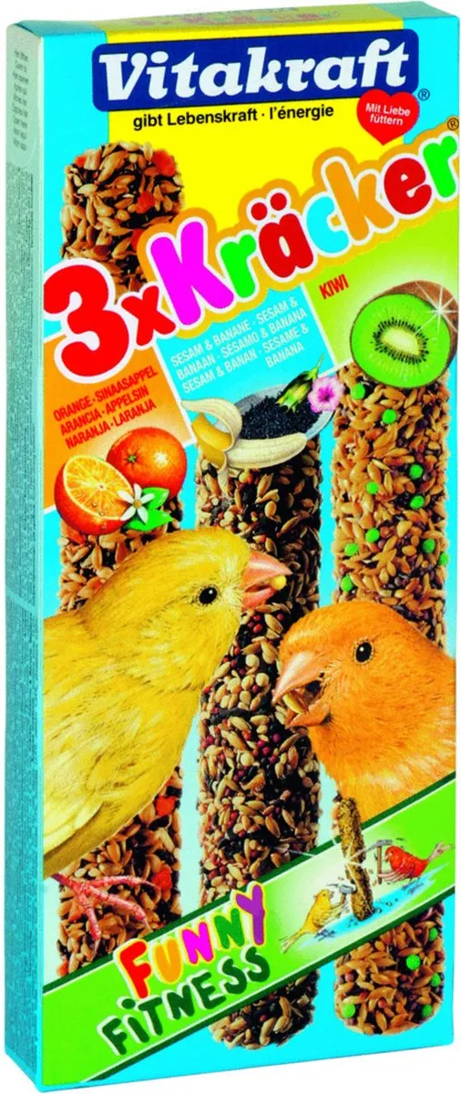 Vitakraft Kanarie Kracker Sinaasappel Sesam Kiwi - 3 Stuks