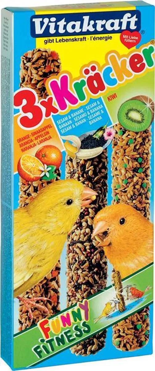 Vitakraft Kanarie Kracker Sinaasappel Sesam Kiwi - 3 Stuks