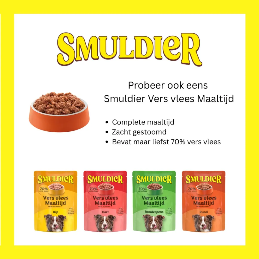 Smuldier Rund met Groenten 4x60g | 24 st. | compleet | diepvries hondenvoer | vers vlees