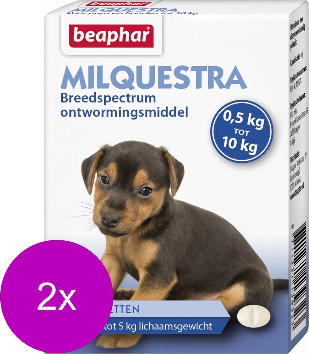 Beaphar Milquestra Pup Anti-wormenmiddel 2x2 tabletten - 0,5-10 kg