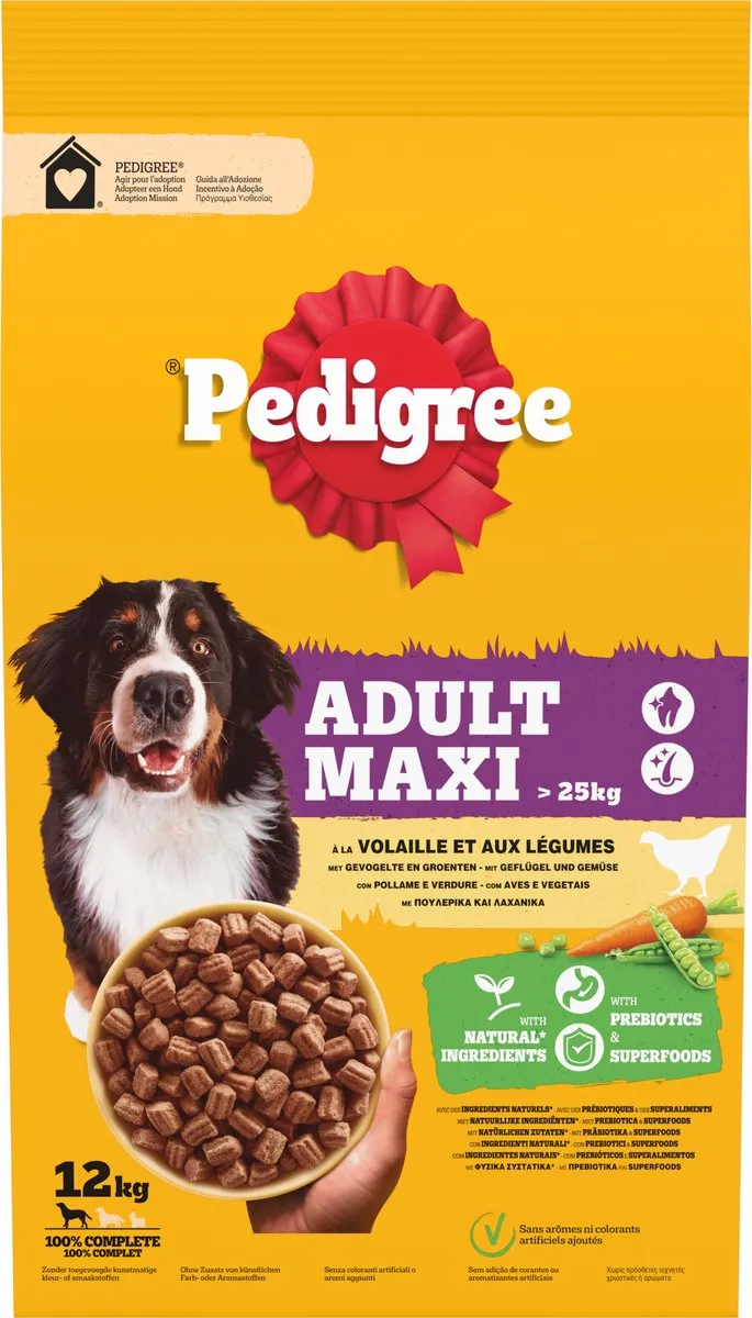 Pedigree Adult Maxi Hondenbrokken Gevogelte & Groenten 12kg