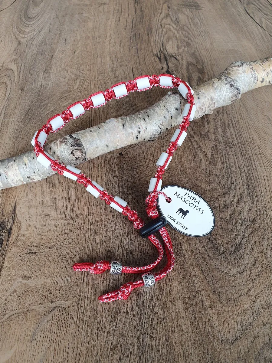 Anti-Tekenband met EM kralen 100% natuurlijk Rood maat 50-60