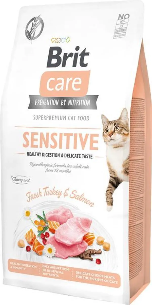 Brit Care Cat Adult Sensitive Grainfree 7kg - Kalkoen & Zalm