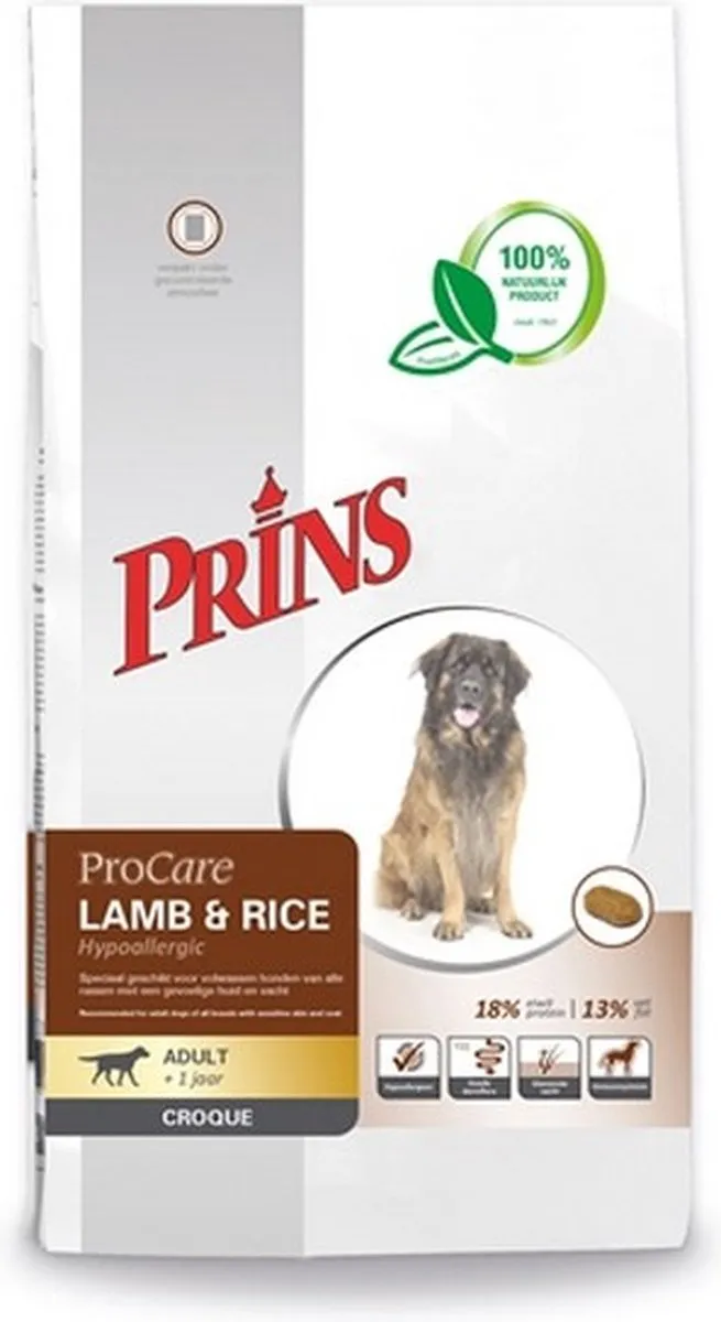 Prins ProCare Croque Lam & Rijst Hypoallergisch 10kg