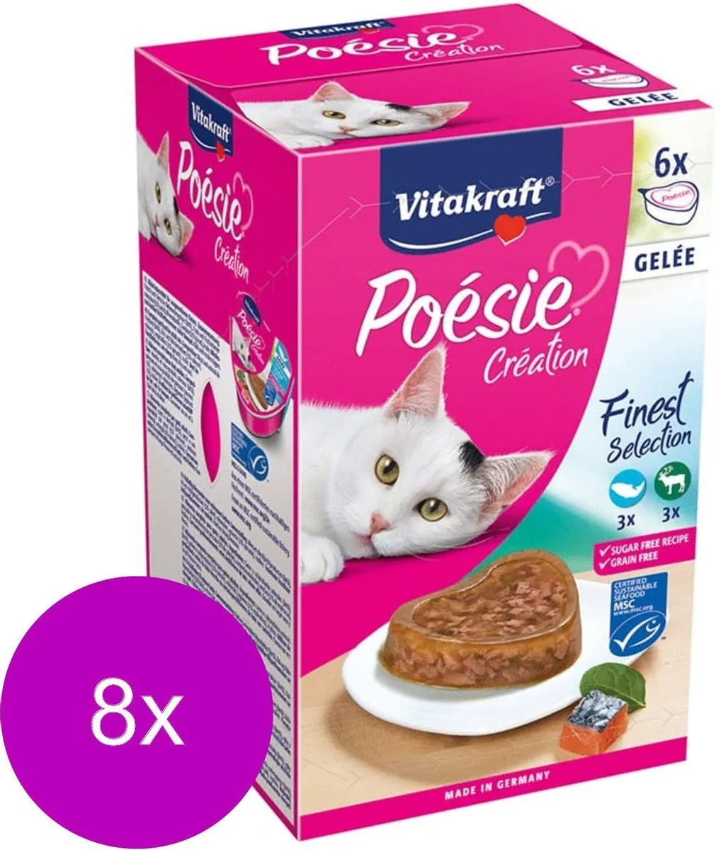 Vitakraft Poésie Gelei Pouch - Kattenvoer 20 Stuks (8x6) - Zalm & Wild