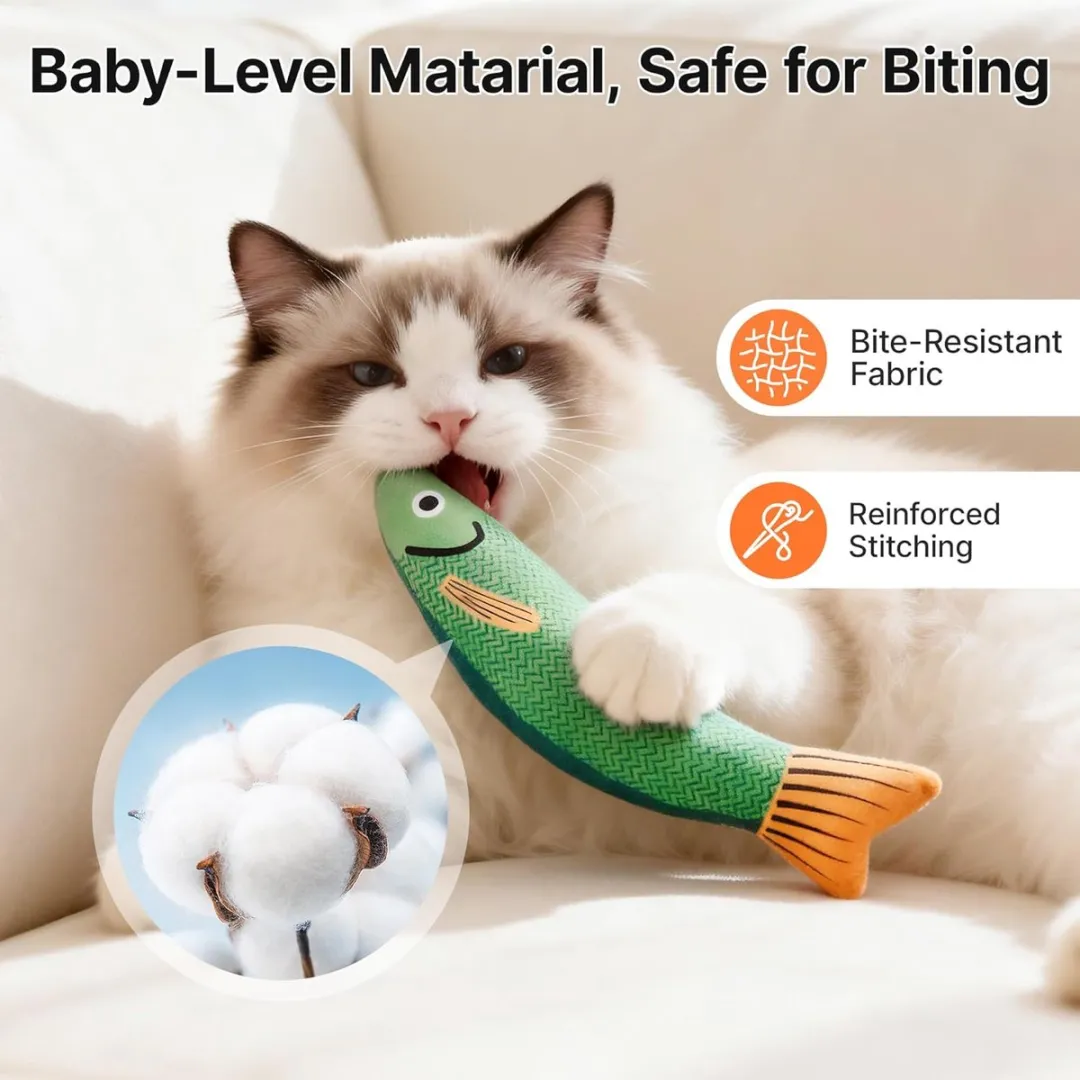 ECTEATOY Interactief Kitten Speelgoed Makreel Set - 3 Stuks - Kattenkruid