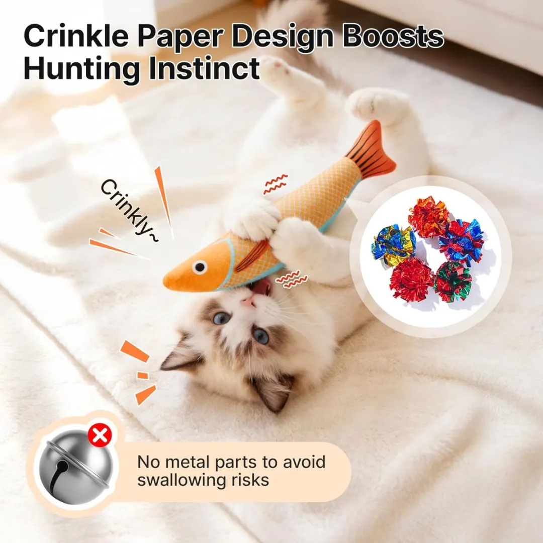 ECTEATOY Interactief Kitten Speelgoed Makreel Set - 3 Stuks - Kattenkruid