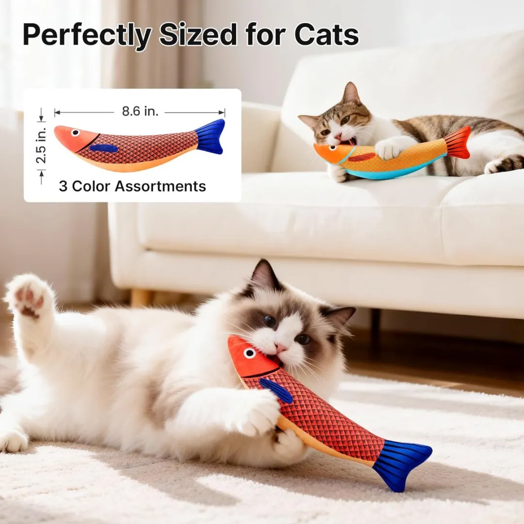 ECTEATOY Interactief Kitten Speelgoed Makreel Set - 3 Stuks - Kattenkruid