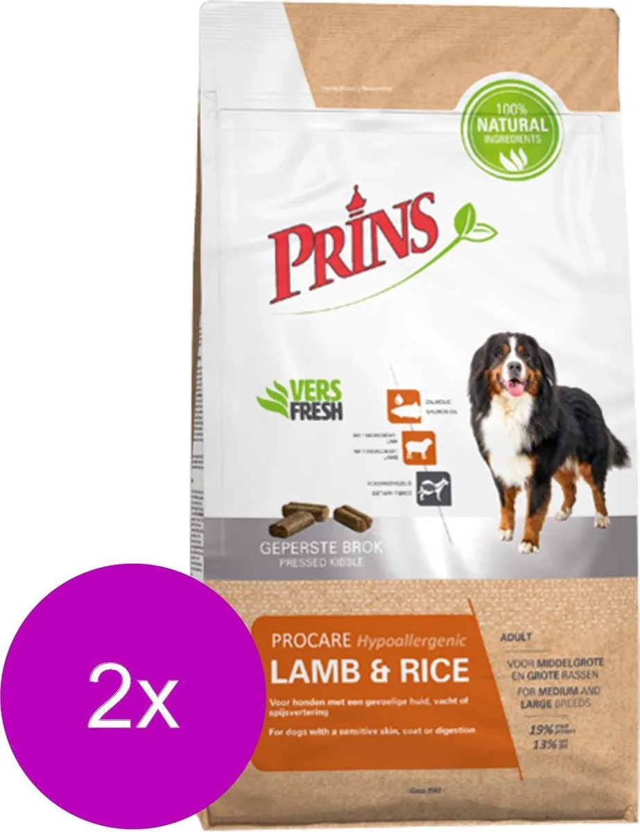 Prins Procare Adult Lam & Rijst Hondenvoer - 2x20kg