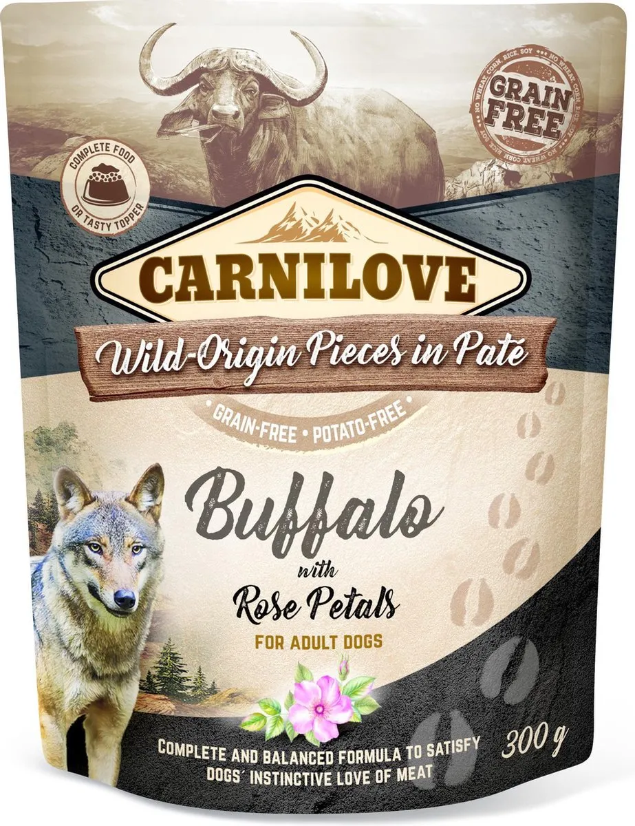 Carnilove Dog Pouch Buffalo met Rozenblaadjes 300g