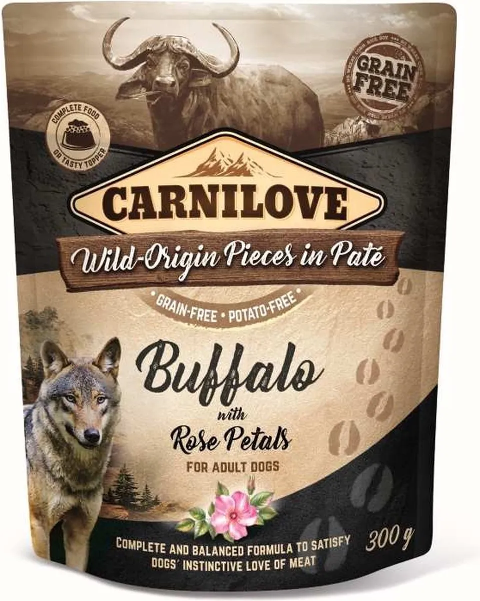 Carnilove Dog Pouch Buffalo met Rozenblaadjes 300g